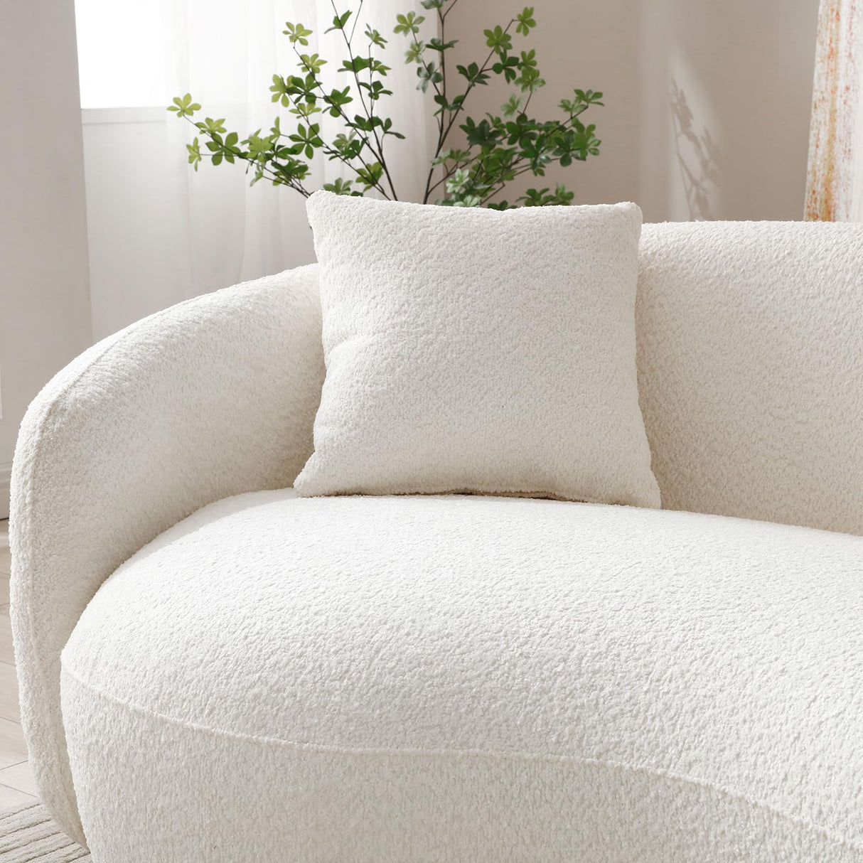 mr.waiba 94” Modern Elegant Curved Sofa Mid-Century Luxury Style Curved Back Comfortable Boucle Curved Sofa for Bedroom, Office, Apartment 4 Seater Fabric Sofa (Beige White) mr.waiba