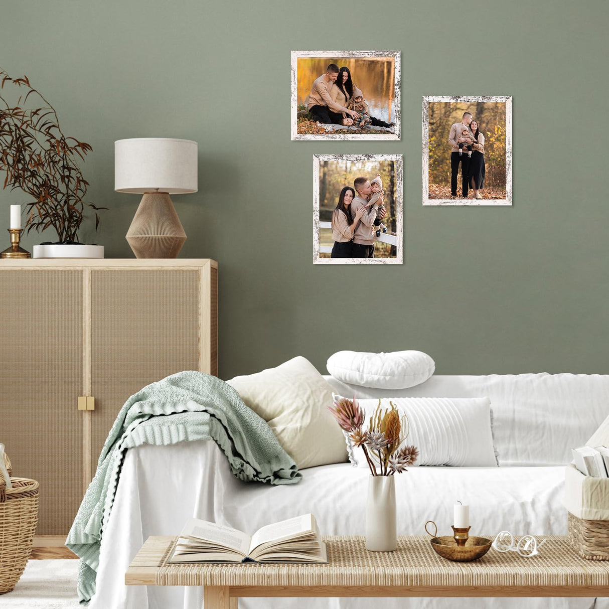 PETAFLOP Wooden 8x10 Picture Frame Set of 18, White Distressed Photo Frames Fits 8 by 10 for Wall or Tabletop Display PETAFLOP