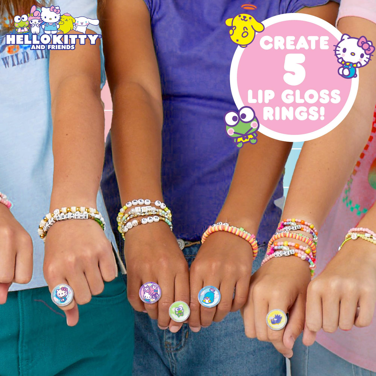 Horizon Group USA Sanrio Hello Kitty and Friends Shimmer Lip Gloss Making Kit, Makes 5 Hello Kitty Glitter Lip Gloss Rings, DIY Hello Kitty Lip Gloss Kit, Great Birthday Gift for Ages 6+ Horizon Group USA