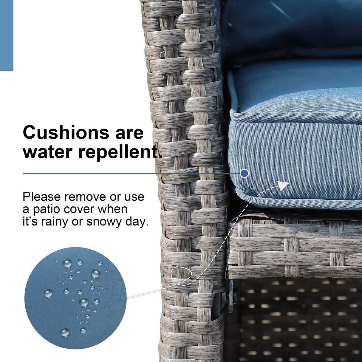 OC Orange-Casual 2-Piece Outdoor Patio Furniture Wicker Love-seat and Coffee Table Set, with Built-in Storage Bin, Grey Rattan, Navy Blue Cushions OC Orange-Casual