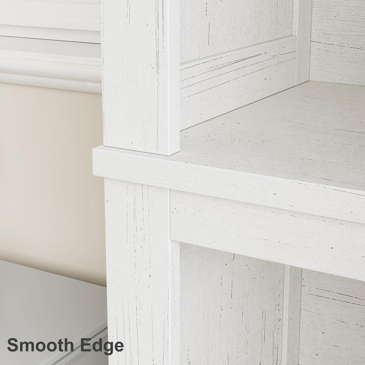 IDEALHOUSE 71" Farmhouse Bookshelf w/Adjustable Shelves & 31.5 in Whidth, 5 Tier Tall Bookshelf with Wooden Legs, Vintage Wooedn Book Shelf for Living Room Office (White, 71.3" H x 31.5" W x 11.8" D) IDEALHOUSE