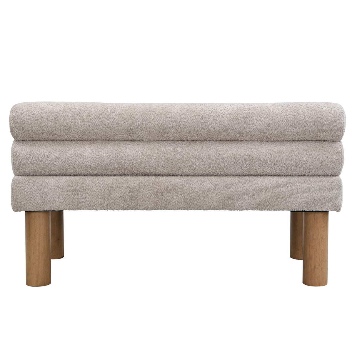 Christopher Knight Home Wally Boucle Upholstered Dining Bench, Modern Large Dining Room Chair, Entryway Ottoman Bench, Bedroom End of Bed Seating, Armless Desing and Wooden Frame, Light Gray+Natural Christopher Knight Home