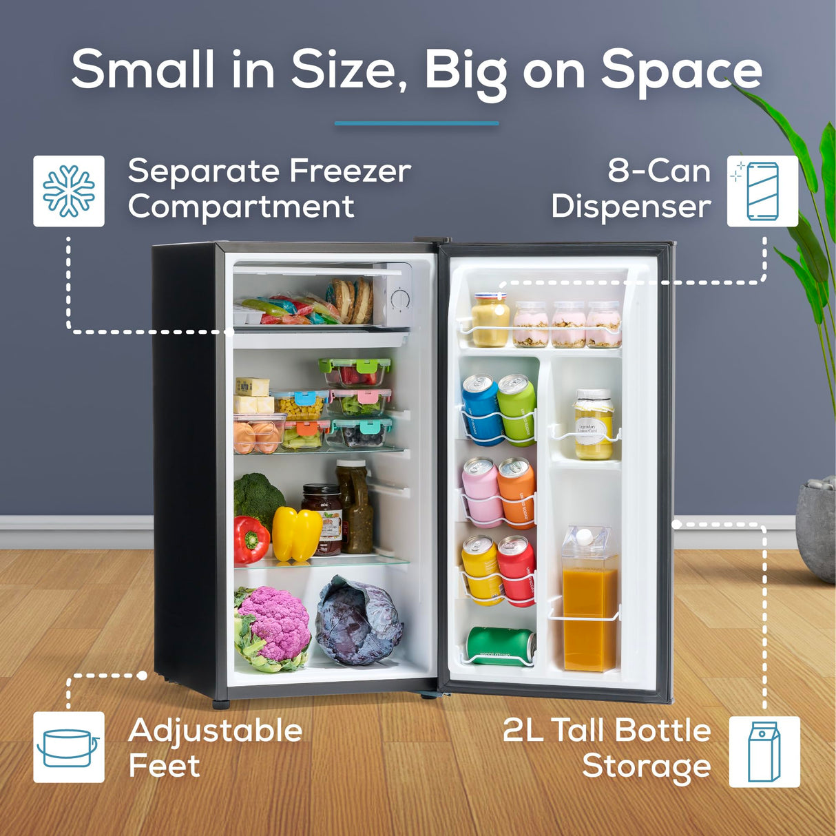 Igloo 3.2 Cu.Ft. Single Door Compact Refrigerator with Freezer - Slide Out Glass Shelf, Perfect for Homes, Offices, Dorms - Black Igloo
