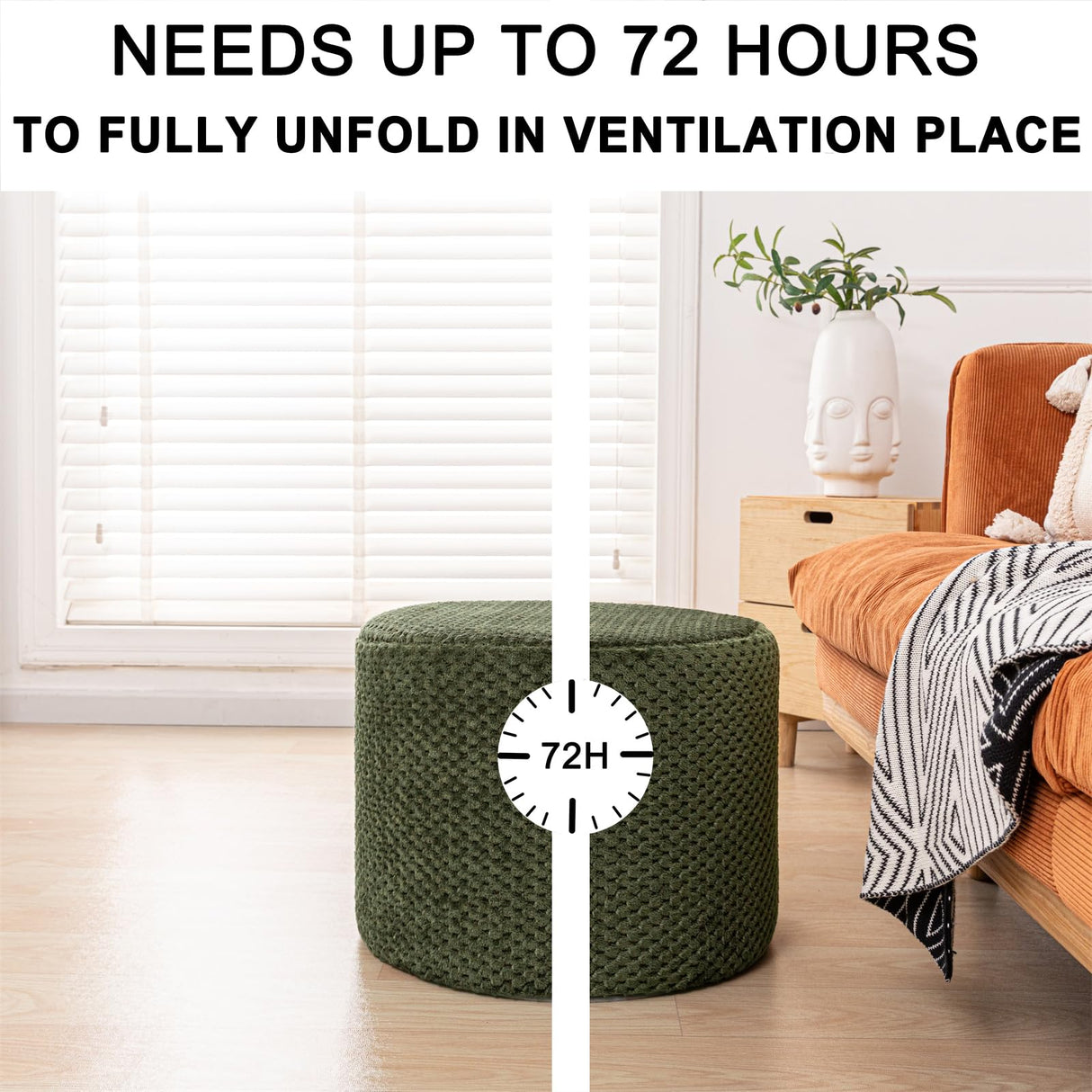 Ottoman Foot Rest Stuffed Round Boho Floor Poof Seating Armchair Foot Stool Floor Cushion Bean Bag Pouf Ottoman 18x18x14 Inch Forest Poofieotto