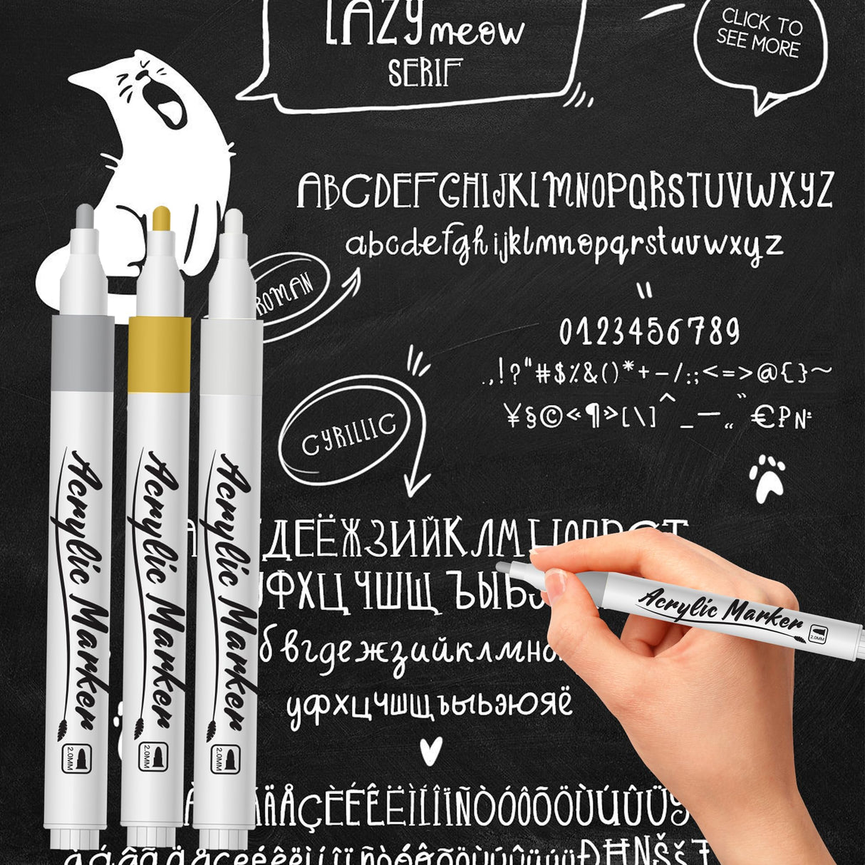 Acrylic Paint Pens Markers,9 Pack Acrylic Markers, 2-3mm Medium Tip, White Gold Silver Paint Pen for Art Projects, Drawing, Rock Painting,Wood, Plastic, Metal, Canvas DIY Crafts nauets