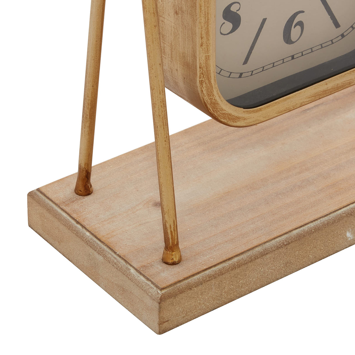 Deco 79 Wood Pendulum Clock with Wood Base, 10" x 5" x 11", Gold Deco 79