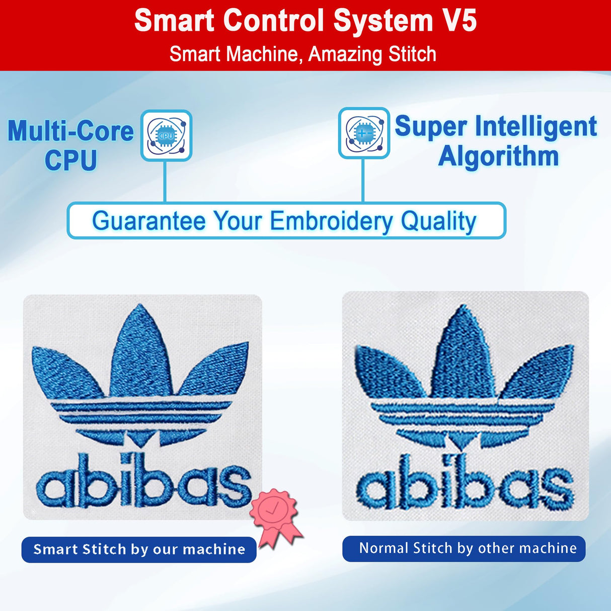 Smartstitch S-1501 Commercial Embroidery Machine with 15 Needles,14"x20" Embroidery Area,1200SPM Max Speed,12" Touch Screen, Wifi available, capable of embroidering on 3D Caps, Flat, T-shirt and more smartstitch