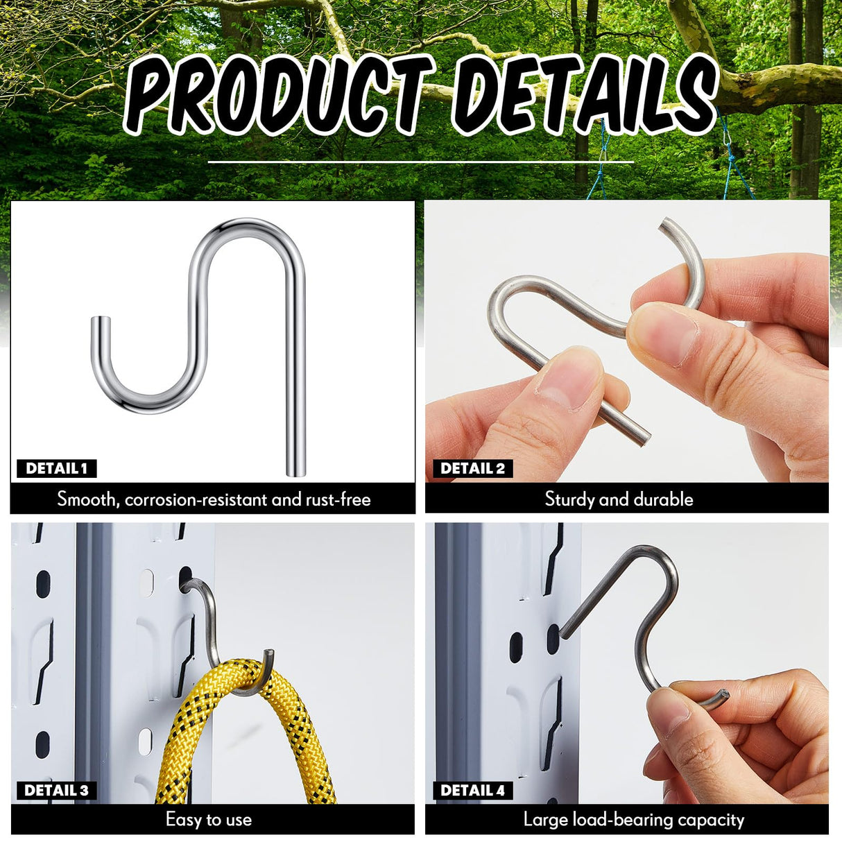 Blulu 10 Pcs 2'' Long Shed Hooks Shed Accessories for Hanging Heavy Duty Individual Utility Hooks Universal Wall Mounted J Utility Hangers for Tools Shovels Rakes Storage (Silver) Blulu