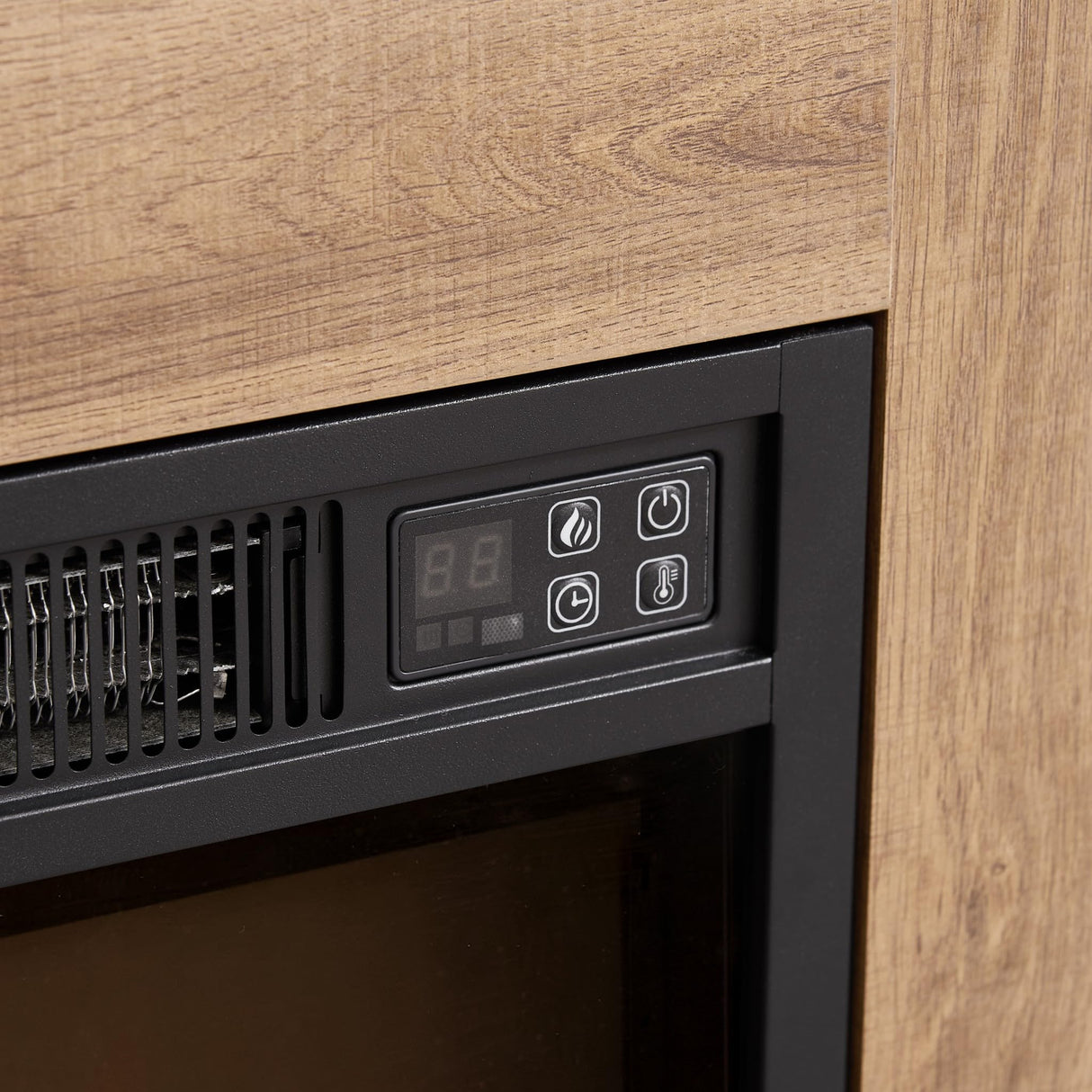 Eyisean LED-Lighted Electric Fireplace TV Stand with 18" Fireplace Insert - Modern Entertainment Center for TVs up to 65", Rack for Living Room and Bedroom (Oak) Eyisean