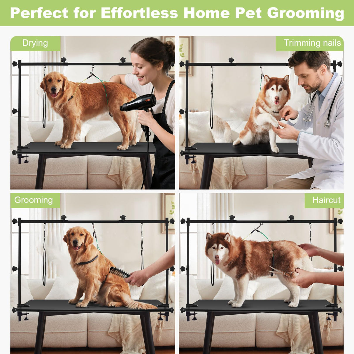 ZPVP Dog Grooming Table Arm Stand Adjustable About Height 32"-47" Width Dog Grooming Arm with Clamp No-Sit Haunch Holders for Medium/Large Pets Metal(Grooming Table Not Included) ZPVP