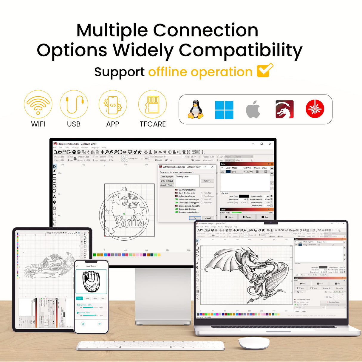 LGT LONGER RAY5 5W Laser Engraver, 40W Laser Engraving and Cutting Machine for Wood,Metal, Acrylic, Leather and Glass, 3.5-inch Color Touch Screen, Offline Engraving/Cutting Longer