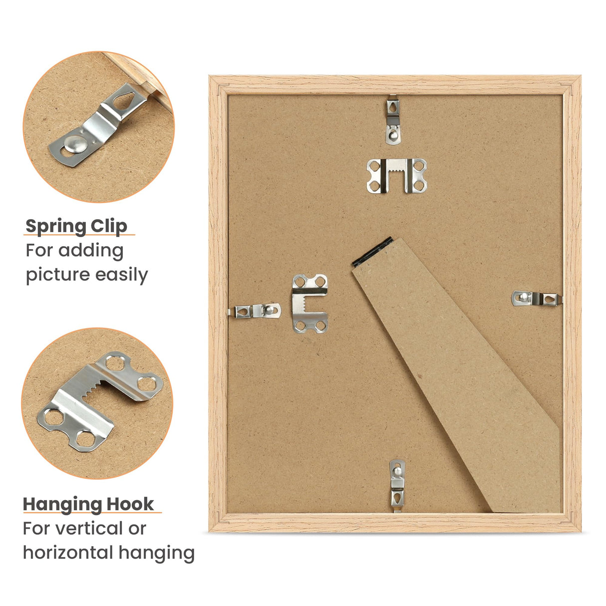 upsimples 8x10 Picture Frame, Natural Solid Wooden Picture Frames, Display 5x7 with Mat or 8 x 10 Without Mat, Wall or Tabletop, 1 Pack upsimples