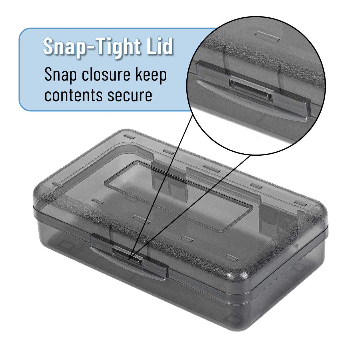 Mr. Pen- Clear Pencil Boxes, 3 Pack, Grey Shades, Snap-Tight Lid, Plastic Pencil Box Organizer, 7.9"x4.5"x2.4" Mr. Pen