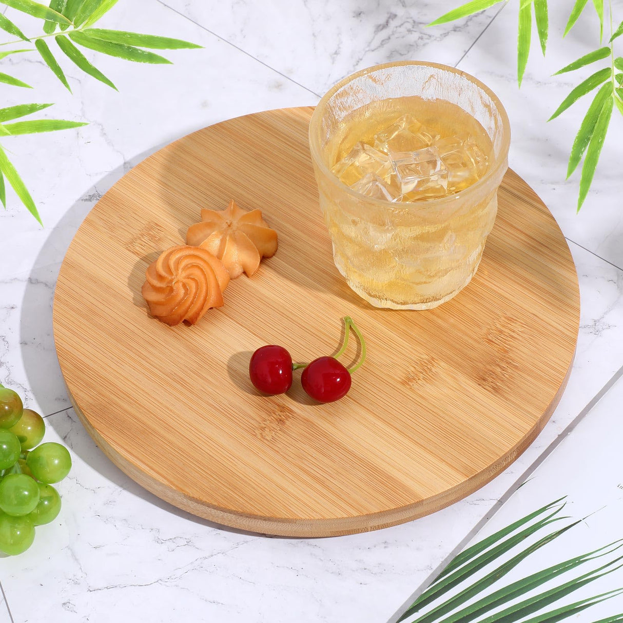 Tanlade 4 Pcs Bamboo Wooden Lazy Susan Organizer Lazy Susan Turntable for Cabinet Non Skid Kitchen Tray Revolving Condiment Spice Rack for Counter Wedding Table Organization Storage Supplies(10 Inch) Tanlade