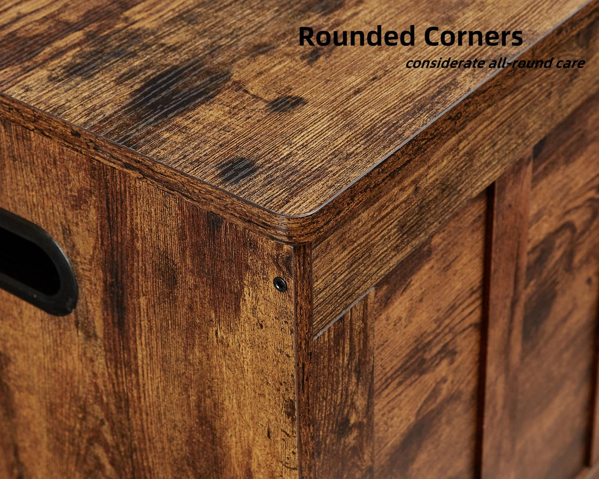 VANKILEY 51.2"Storage chest extra large,storage bench with 2 safety hinges,Shoe Bench,51.2*15.7*19.1inches,wooden trunk for bedroom,livingroom,entryway,Supports 220 lb,Easy Assembly(Rustic brown) VANKILEY