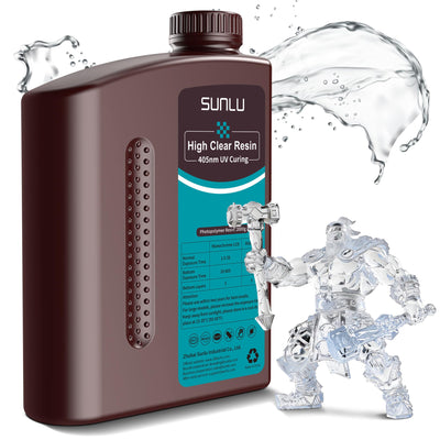 SUNLU High Clear 3D Printer Resin, High Transparency 3D Printing Resin, Resist Yellowing Clear Resin, 405nm UV Curing 3D Printing Photopolymer Resin, Suitable for LCD/DLP/SLA 3D Resin Printer, 2000g