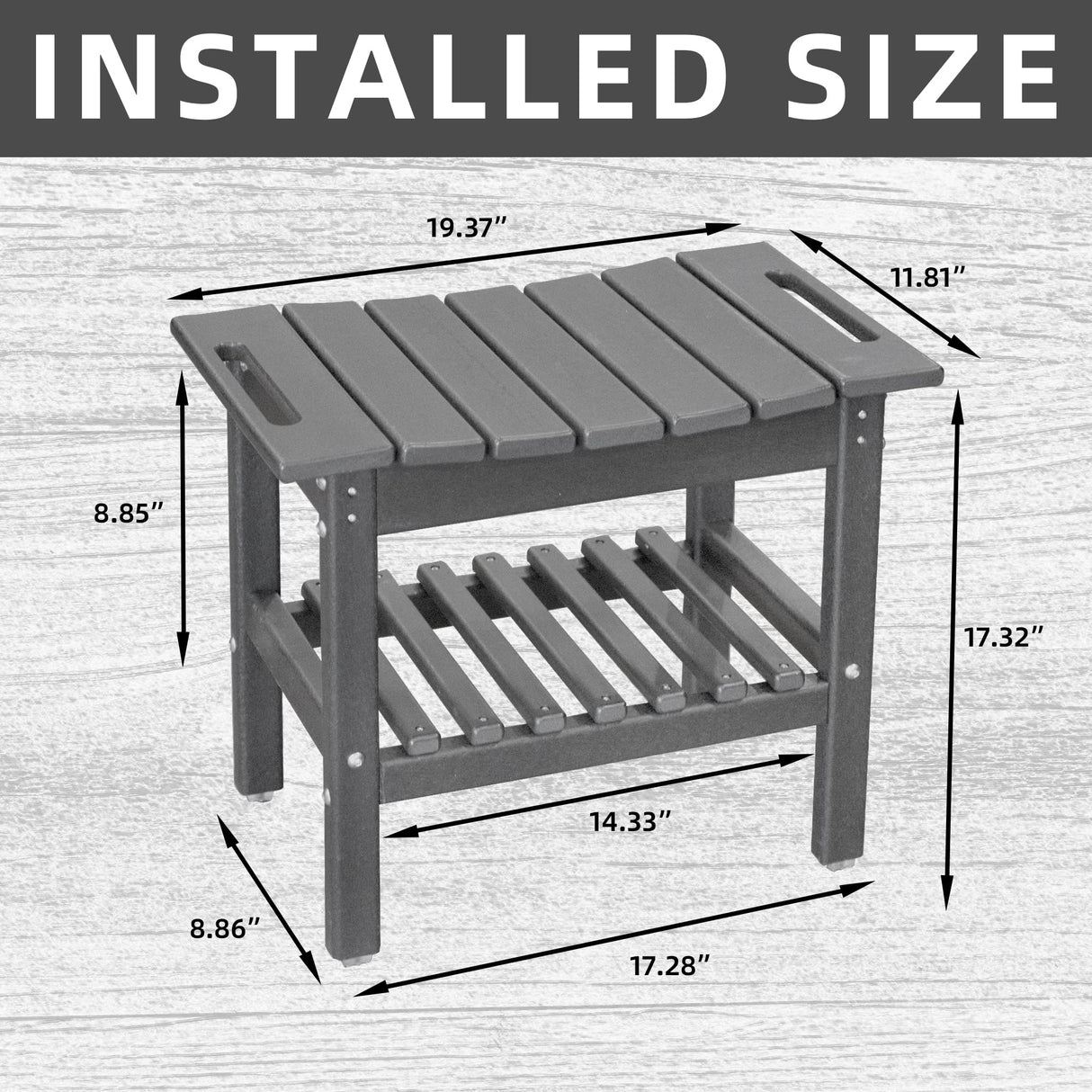 Restcozi HDPE Shower Bench Inside Shower Stool with Space-Efficient Storage Shelf, Shower Bath Chairs Spa Stool for Bathroom - Great for All Ages Unisex Elderly (Grey, Large & 19.3 * 11.8 * 17.3) Restcozi