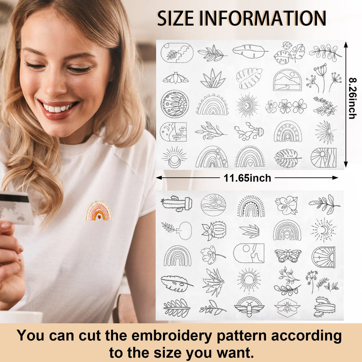 Lewtemi 50 Pcs Water Soluble Wash Away Embroidery Patterns Water Soluble Stabilizer for Embroidery Paper Stabilizers Christmas Craft for Hand Sewing Lover Lewtemi