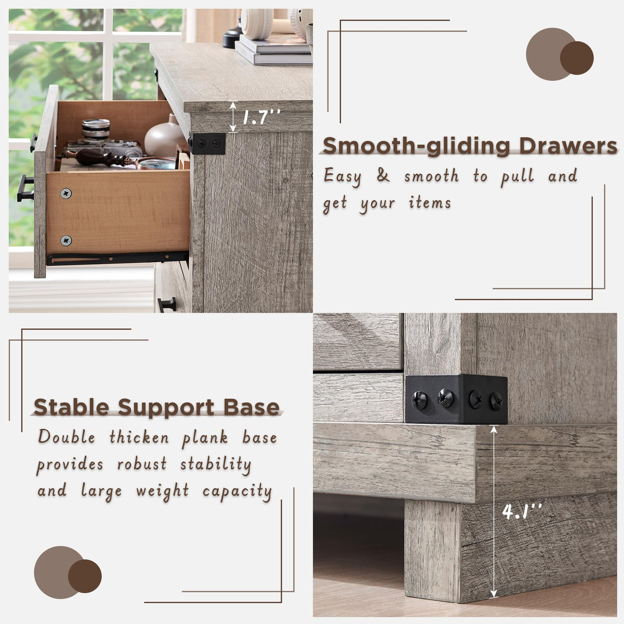 Farmhouse 7 Drawer Dresser for Bedroom - Wood Large Dressers & Chests of Drawers for Closet, 54 Inch Wide Dresser TV Stand with Storage for Bedroom, Living Room, Light Rustic Oak RedLemon