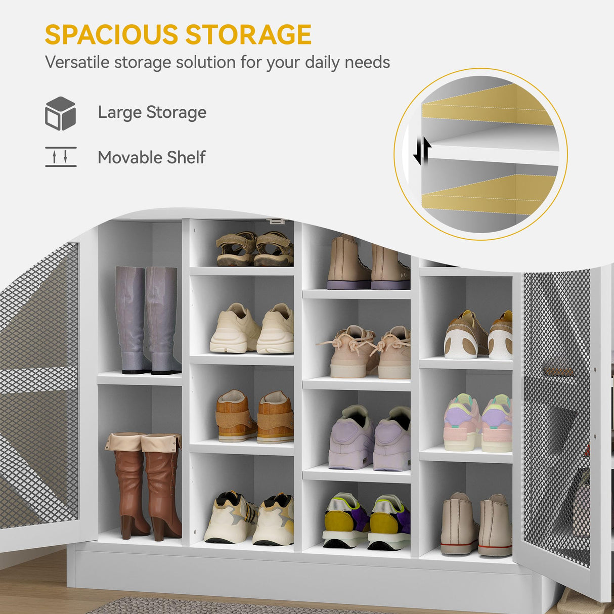 DWVO Farmhouse Hall Tree with Shoe Storage & Coat Rack Entryway Organizer with 18 Adjustable Shoe Cubbies 12 Hooks White Shoe Cabinet for Hallway DWVO