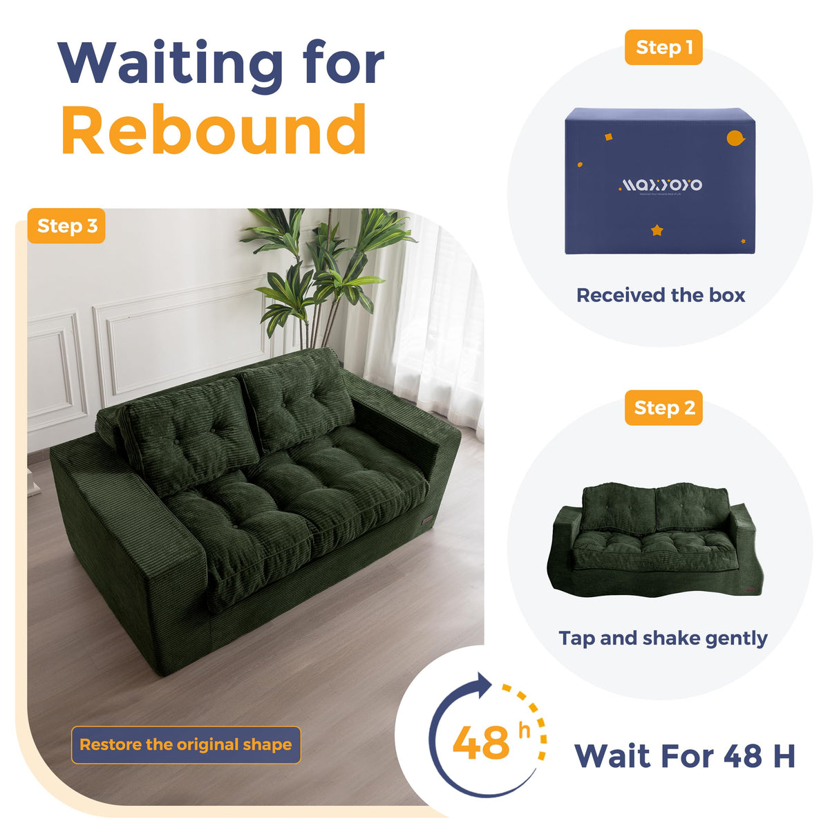 MAXYOYO Bean Bag Chair for Adults, Upholstered Floor Sofa with Armrests, Loveseat Boneless Couch with Tufted Cushion & Backrest, Sofa in A Box, Large Bean Bag Couch for Bedroom Living Room, Green MAXYOYO