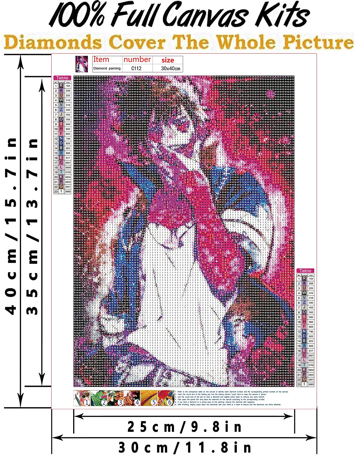 DIY 5D Diamond Painting Anime by Number Kits Full Drills for Adults, Cross Stitch Crystal Rhinestone Embroidery Pictures Arts Craft for Home Wall Decor Gift.(M-H-A-73-30X40) vodwml