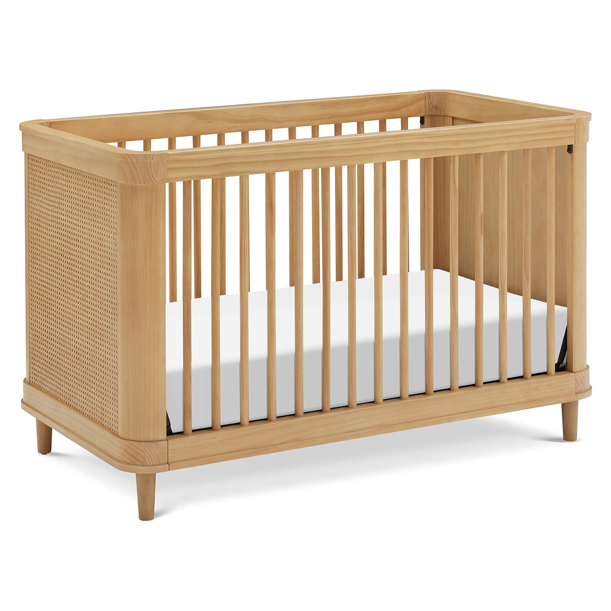 NAMESAKE Marin with Cane 3-in-1 Convertible Crib in Honey and Honey Cane, Greenguard Gold Certified NAMESAKE