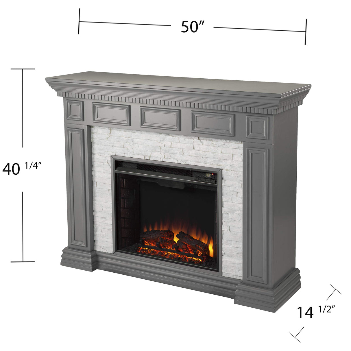 SEI Furniture Dakesbury Faux Stacked Stone 50" Electric Fireplace, Gray SEI Furniture