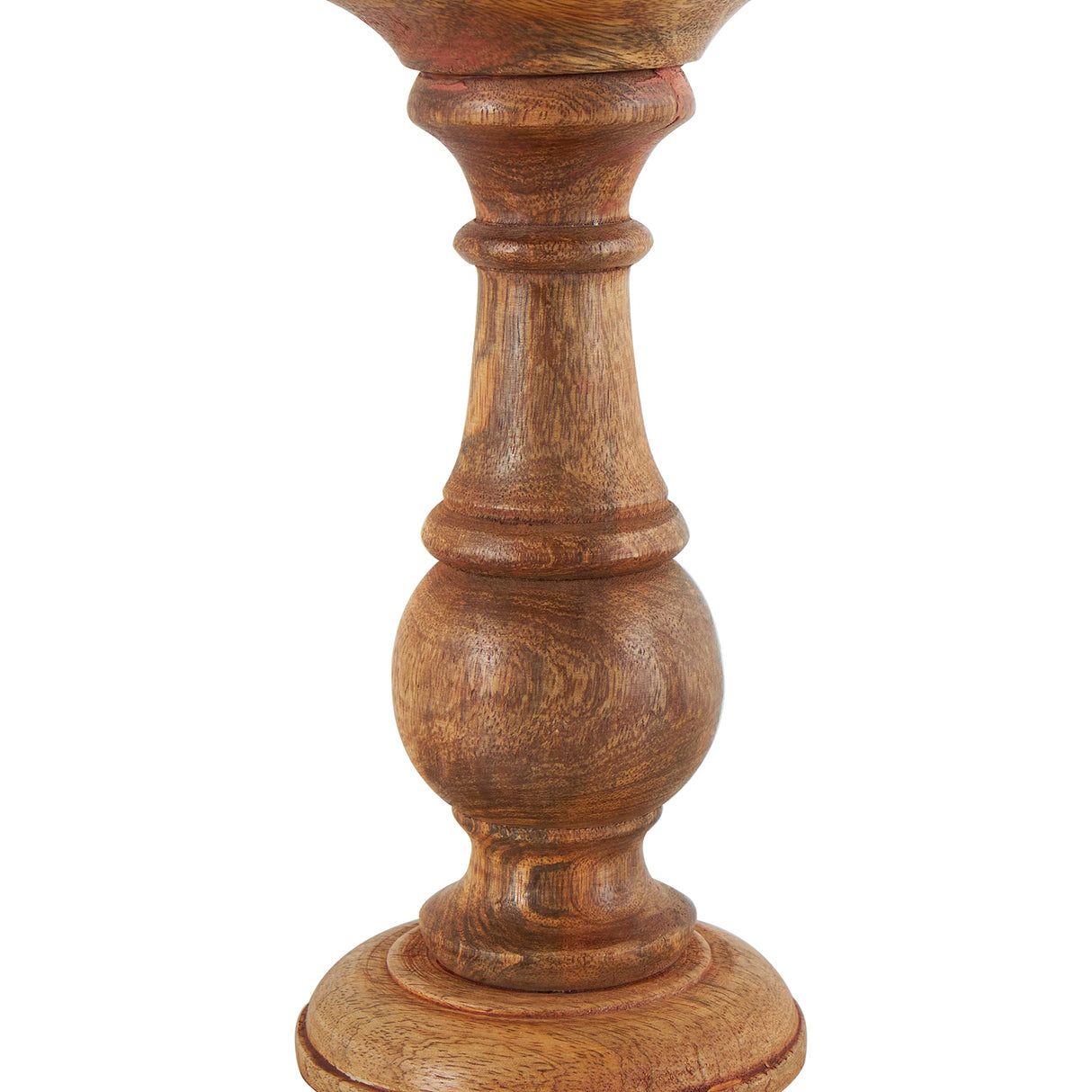 Deco 79 Mango Wood Decorative Candle Holder Turned Style Pillar Candle Stand, Set of 3 Candlestick Holder 10",8",6"H, Brown Deco 79