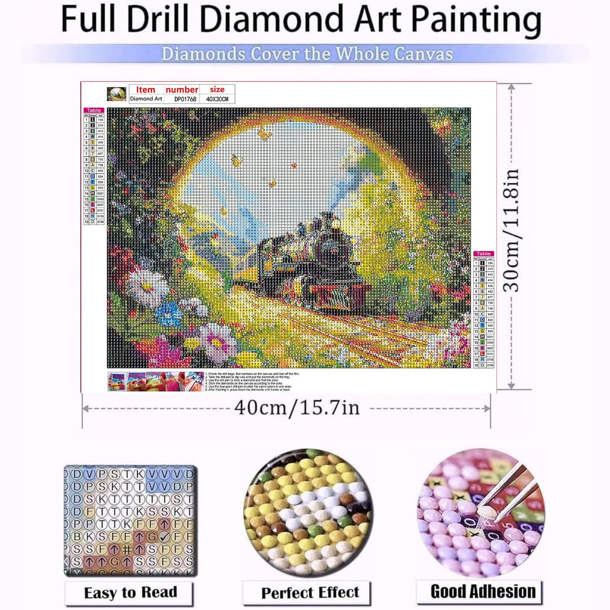 Fairyland JinWenn Diamond Art Kits for Adults Beginner, Steam Train Diamond Painting Kits 5D Diamond Dots Gem Art Crafts with Tools,Round Full Drill Funny Crafts for Home Wall Decor&Gift-12x16 inch Fairyland JinWenn