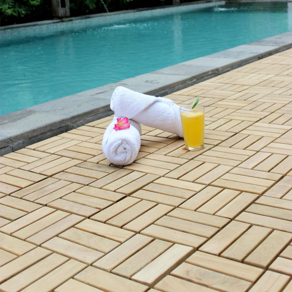 Bare Decor BARE-WF2009 Solid Teak Wood Interlocking Flooring Tiles (Pack of 10), 12" x 12", Brown Bare Decor