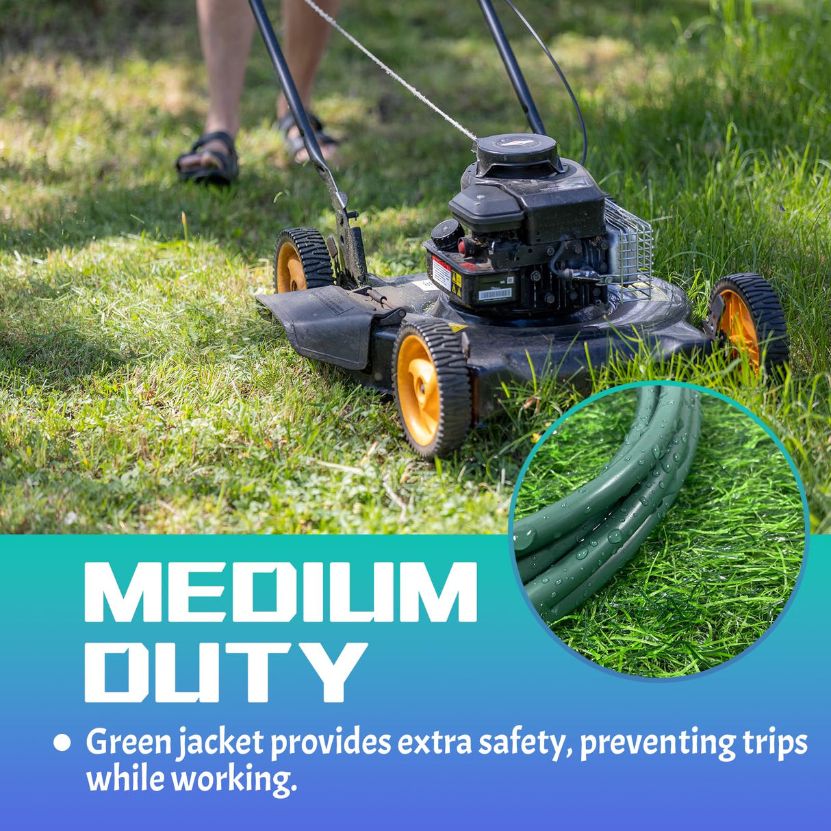 GREATIDE Indoor Outdoor Extension Cord 50 FT, 16/3 SJTW Weatherproof Green Electrical Cords, 13 AMP Heavy Duty 3 Prong Power Cable Great for Garden, Landscaping & Holiday Decorations GREATIDE