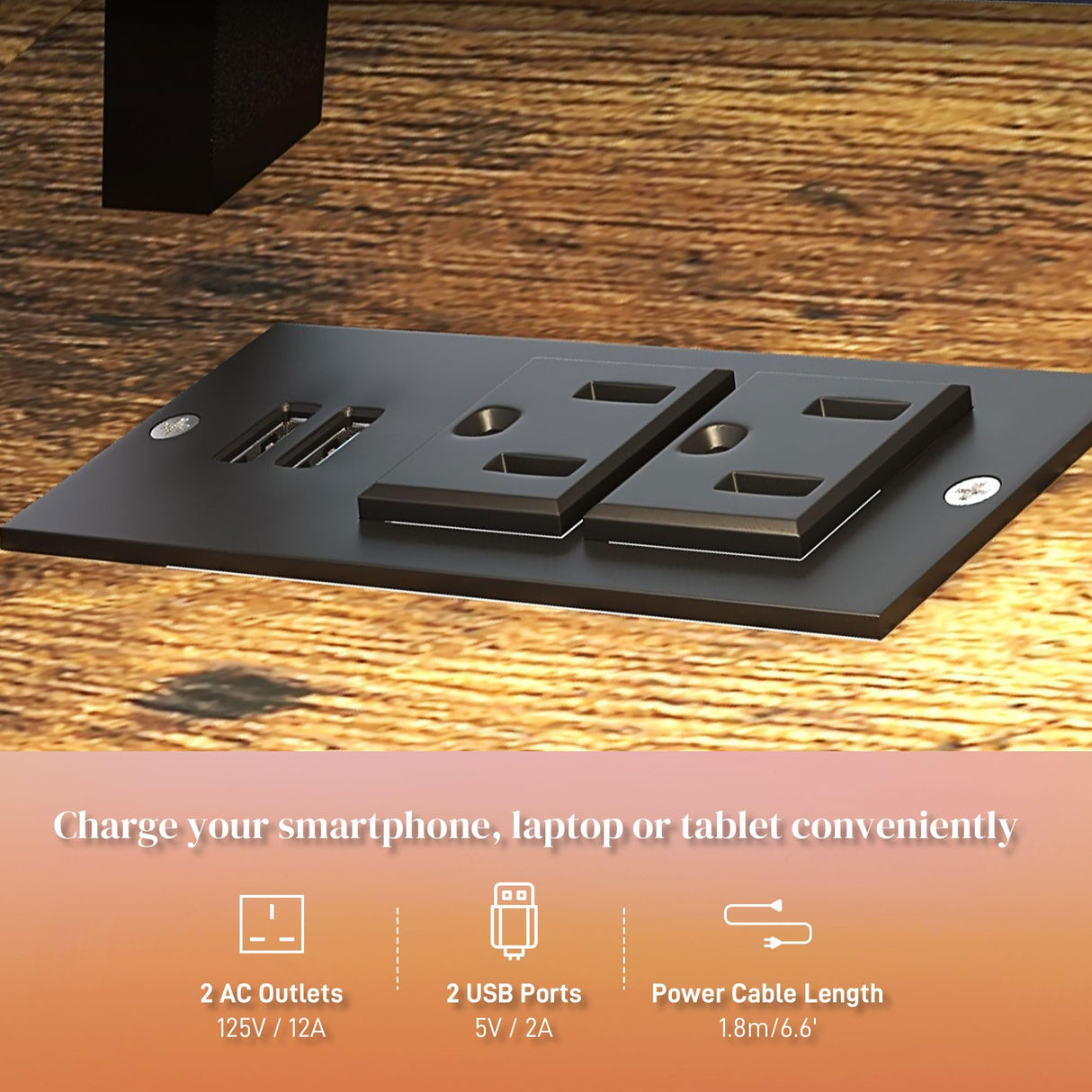 HOMCOM 61" Computer Desk with LED Lights, Power Outlets, and USB Ports, Gaming Desk with Storage Shelves, Monitor Stand, Fabric Drawers & Remote for Home Office Study, Rustic Brown HOMCOM