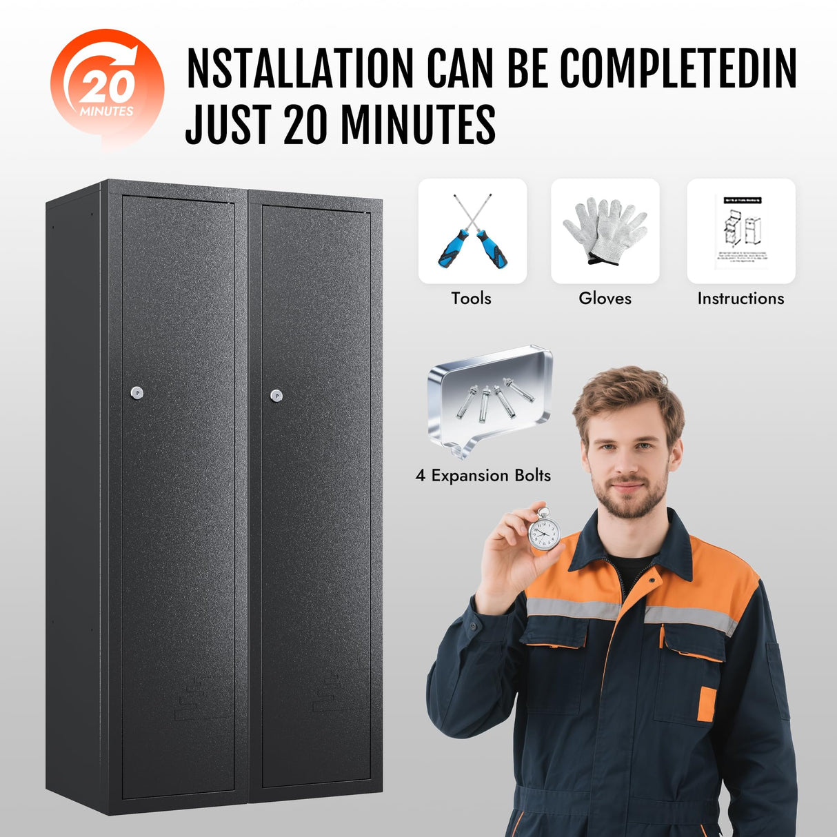 KAER Ammo Cabinet 59-Inch Tall Gun Cabinet Ammo Safe for Home Safes Use Quick Access with Ammunition Compartment and Removable Shelves Guns Accessories KAER