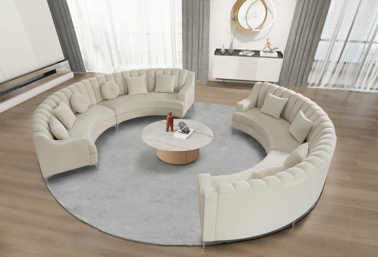 Legend Vansen L Semicircle Velvet Sofa 141.34” Oversized Sectional Curved Sofa for Living Room, Office, Apartment (1, Cream) Legend Vansen