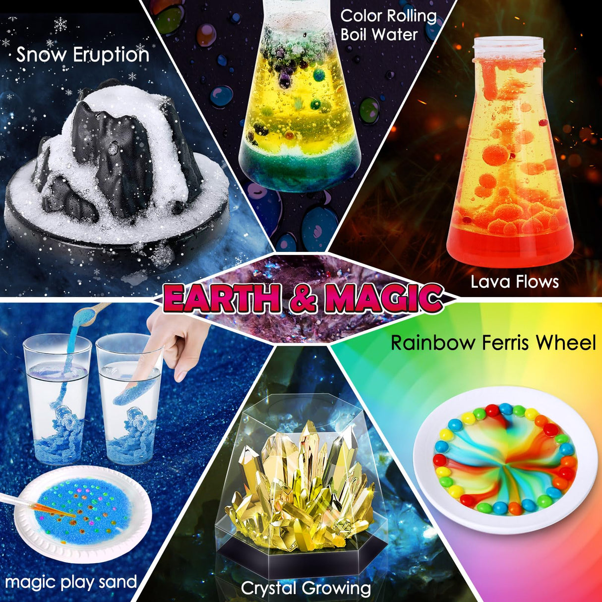 UNGLINGA 260+ Experiments Science Kits for Kids, S.T.E.M Science Projects, Chemistry Set, Christmas Birthday Toys Gifts Idea for Boys Girls, Dig Volcano Gemstones, Educational Scientist Set UNGLINGA