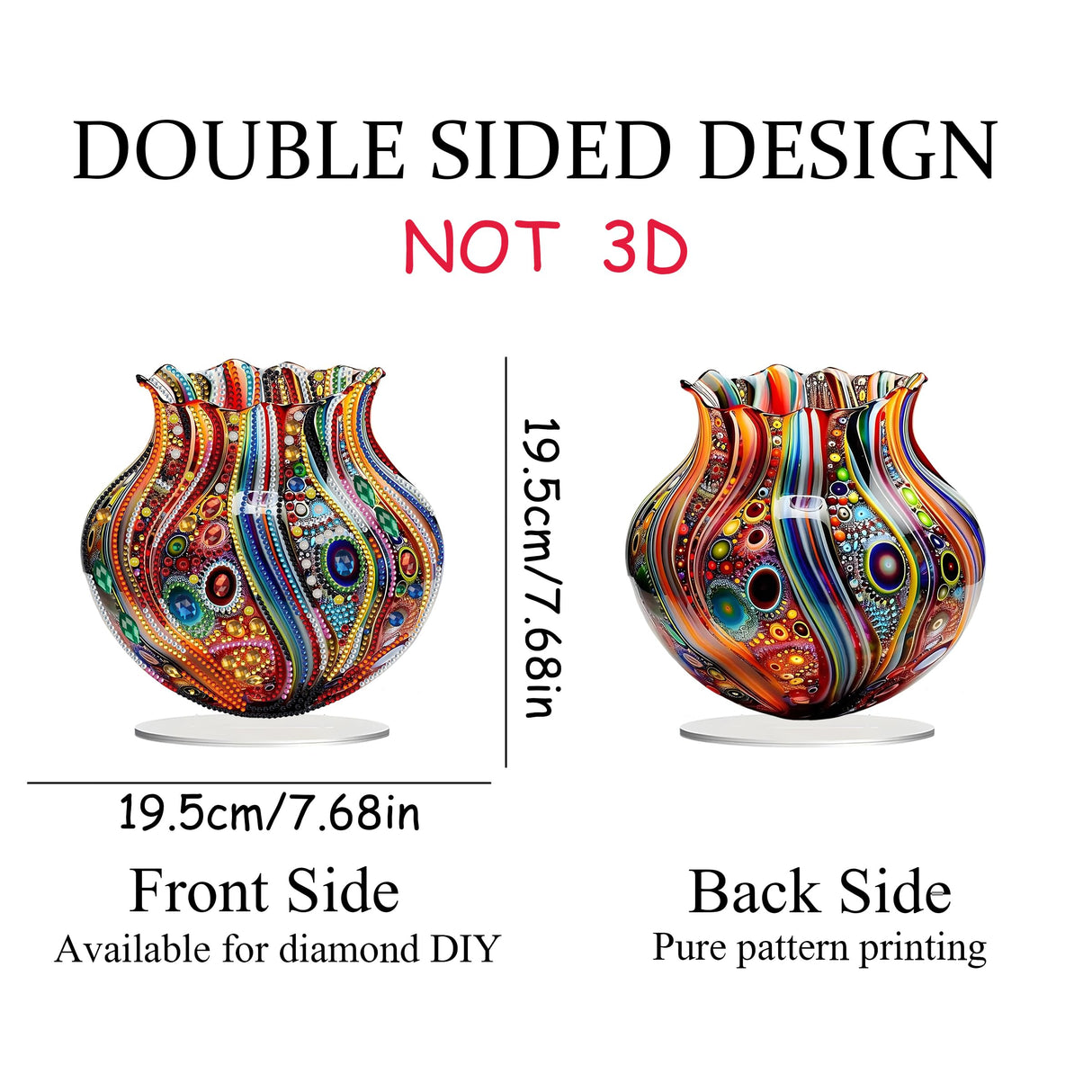 JJFox DIY Tabletop Diamond Art Painting Kit,Special Shaped Rhinestone Desk Placement Ornament,Home Stand Up Gem Painting Craft Kit,Gift,Double Sided. (Vase-1) JJFox