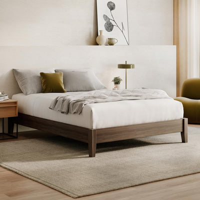Nectar Premier Wood Platform King Bed Frame - Walnut - 12” Height - Contemporary and Durable - Sturdy Wooden Slats for Support - Easy Assembly - Holds Up to 800 Pounds