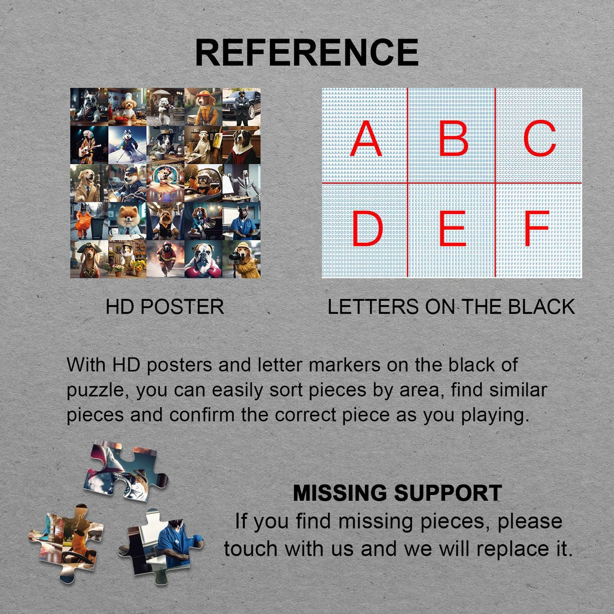 Working Dog Puzzles 1000 Pieces for Adults, Animal Jigsaw Puzzle Charming Dogs, Funny Puppy Bulldog Jigsaw Puzzle Family Collage Puzzles for Home Decoration BBOLDIN