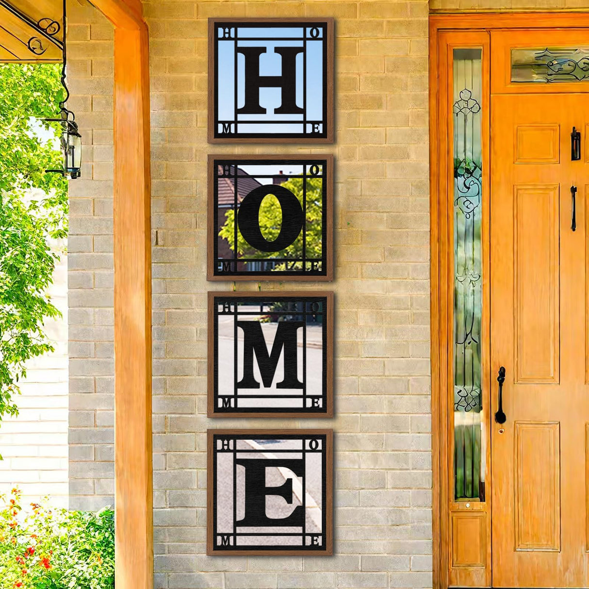 M ACHOOSE 4 PCS Square Wall Mirrors, Rustic Farmhouse Accent Mirror, Home Wall Decor for Living Room, Bedroom, Bathroom & Entryway M ACHOOSE