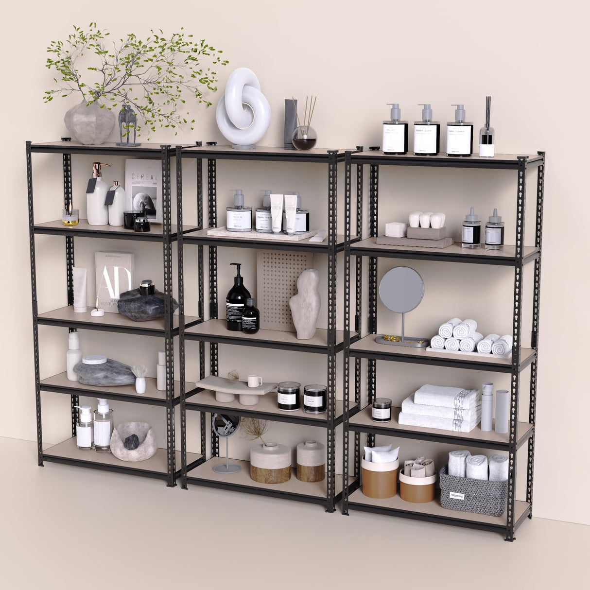 ZEUKMXOO Storage Shelves Garage Shelving Unit Heavy Duty,Metal Racks for Stoage 60 inchs,5 Tier Garage Organization, Adjustable Steel Rack for Closet, Pantry, Warehouse,2000LB ZEUKMXOO