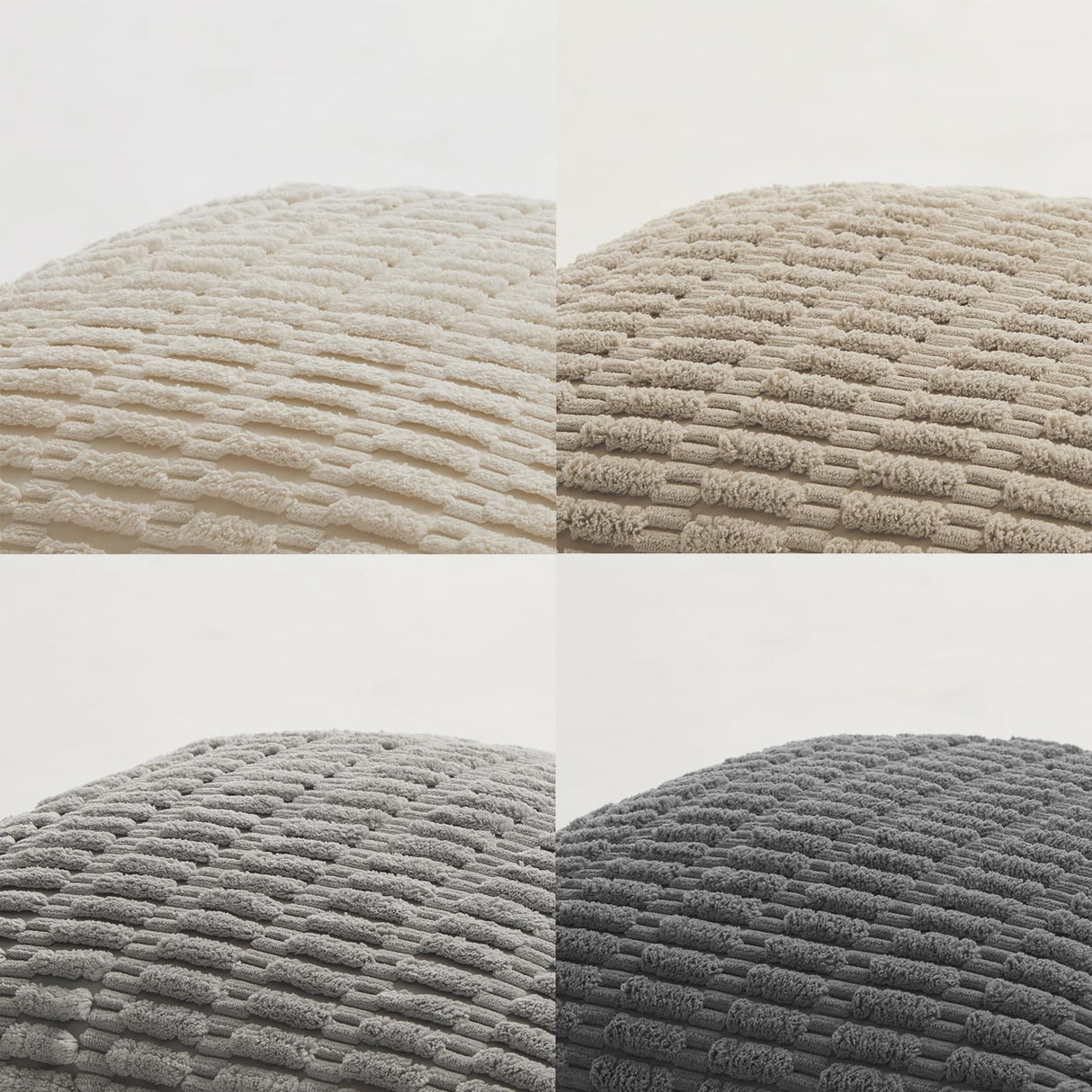 Fancy Homi Set of 4 Grey and White Decorative Throw Pillow Covers 18x18 Inch for Couch Bed Chair, Modern Farmhouse Boho Room Decor, Soft Fuzzy Double Sided Corduroy Textured Striped Cushion Case 45cm Fancy Homi