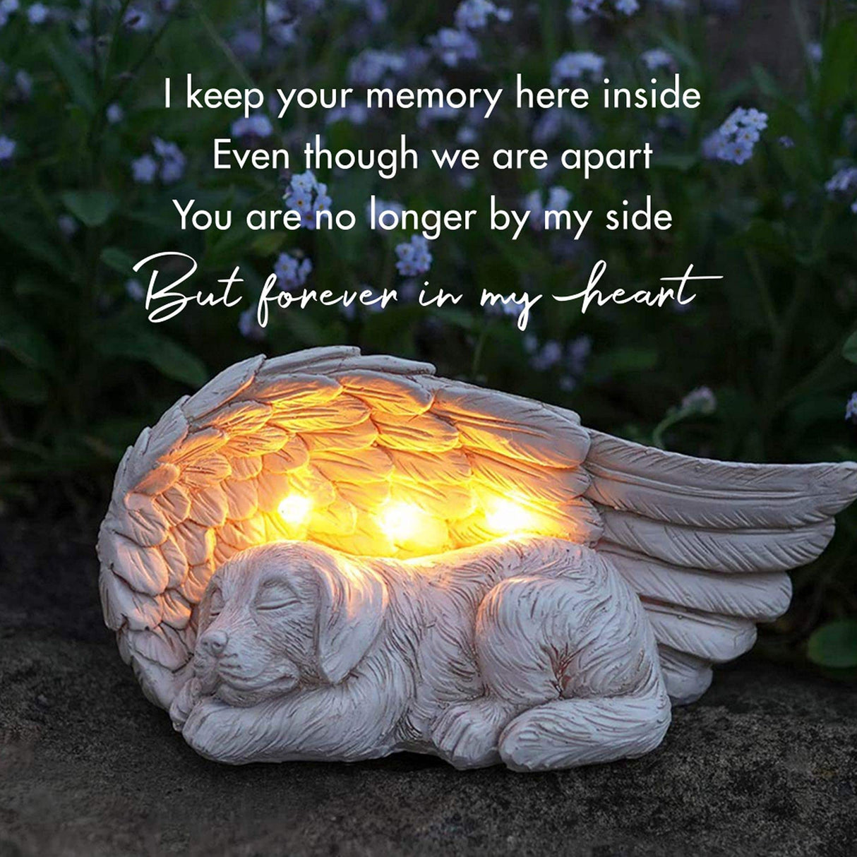 iHeartDogs Dog Memorial Gifts - Forever My Guardian Angel Garden Solar Light - Pet Memorial Stone iHeartDogs