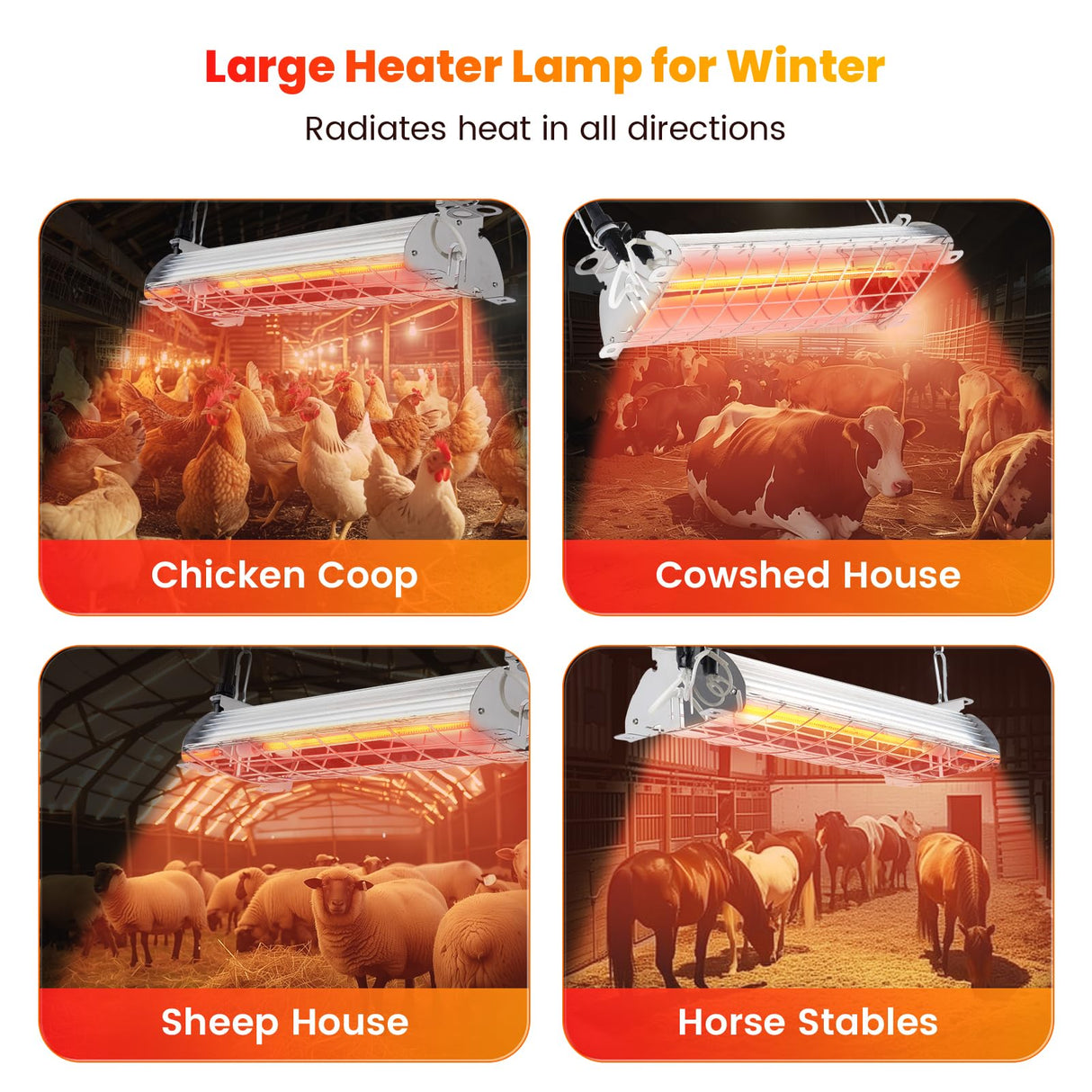 Large Chicken Coop Heater Lamp, 300W Carbon Fiber Brooder Heater Plates, Adjust 2 Mode Temp&Hanging Height for Chick Coop Brooder Box Supplies Livestock Heating Warm Poultry House14x5.5x3IN Chtoocy