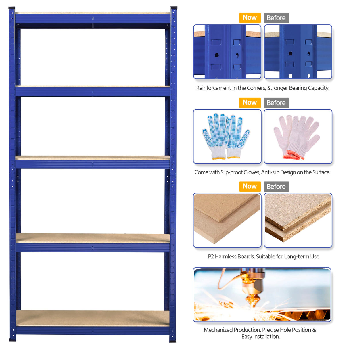 Topeakmart 5-Tier Utility Shelves, Metal Adjustable Garage Shelves Storage Racks Heavy Duty Shed Shelving Unit- Blue, 35.5 x 12 x 71 Inch Topeakmart