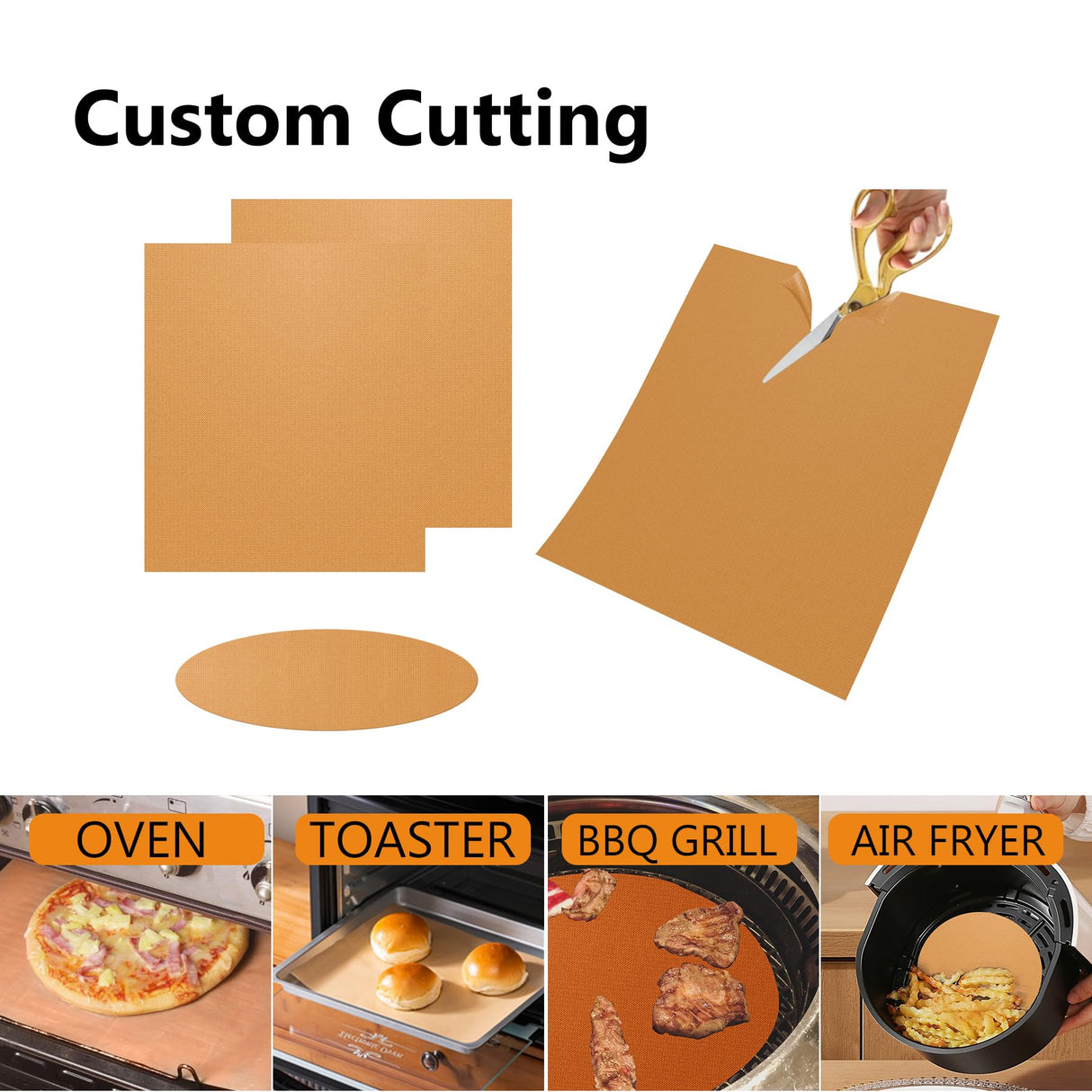 UBeesize 2 Pack Thickened Copper Oven Liners for Bottom of Oven BPA & PFOA Free, Reusable 16x24 Inch Heavy Duty Non Stick Teflon Oven Mats, Fit Electric Gas Toaster Convection Microwave Ovens Grills UBeesize