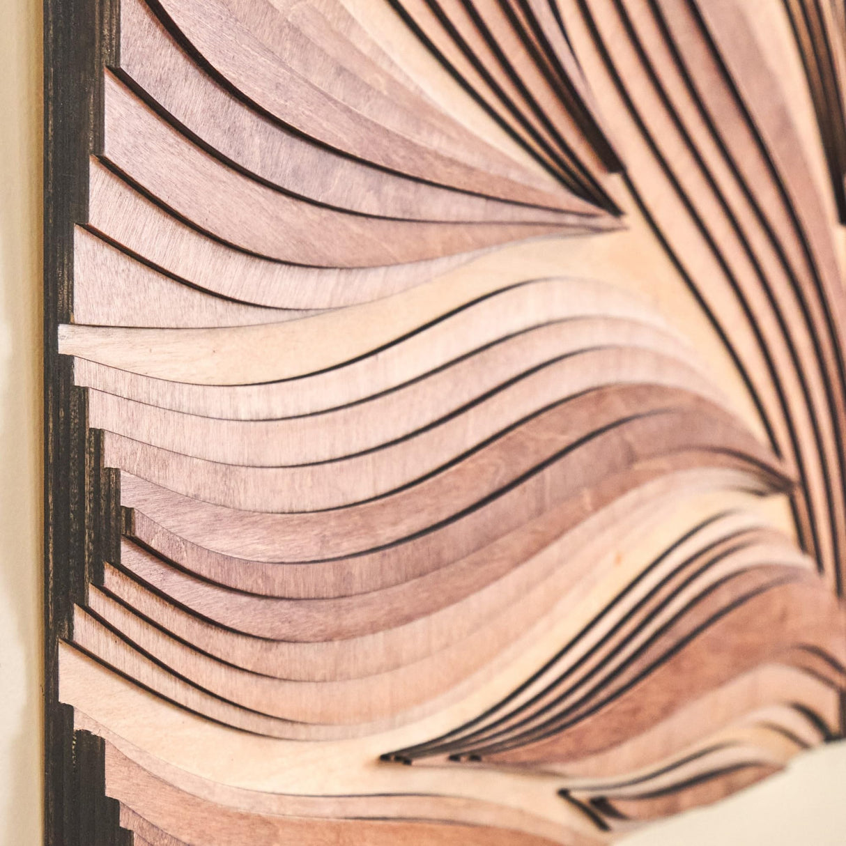 NEODECO Parametric Frameless Wood Wall Art, 3D Acoustic Wall Panel of Parametric Cut & Stained Birch Plywood Layers, Geometric Wall Hanging, Abstract Wood Wall Decor (Large) NEODECO