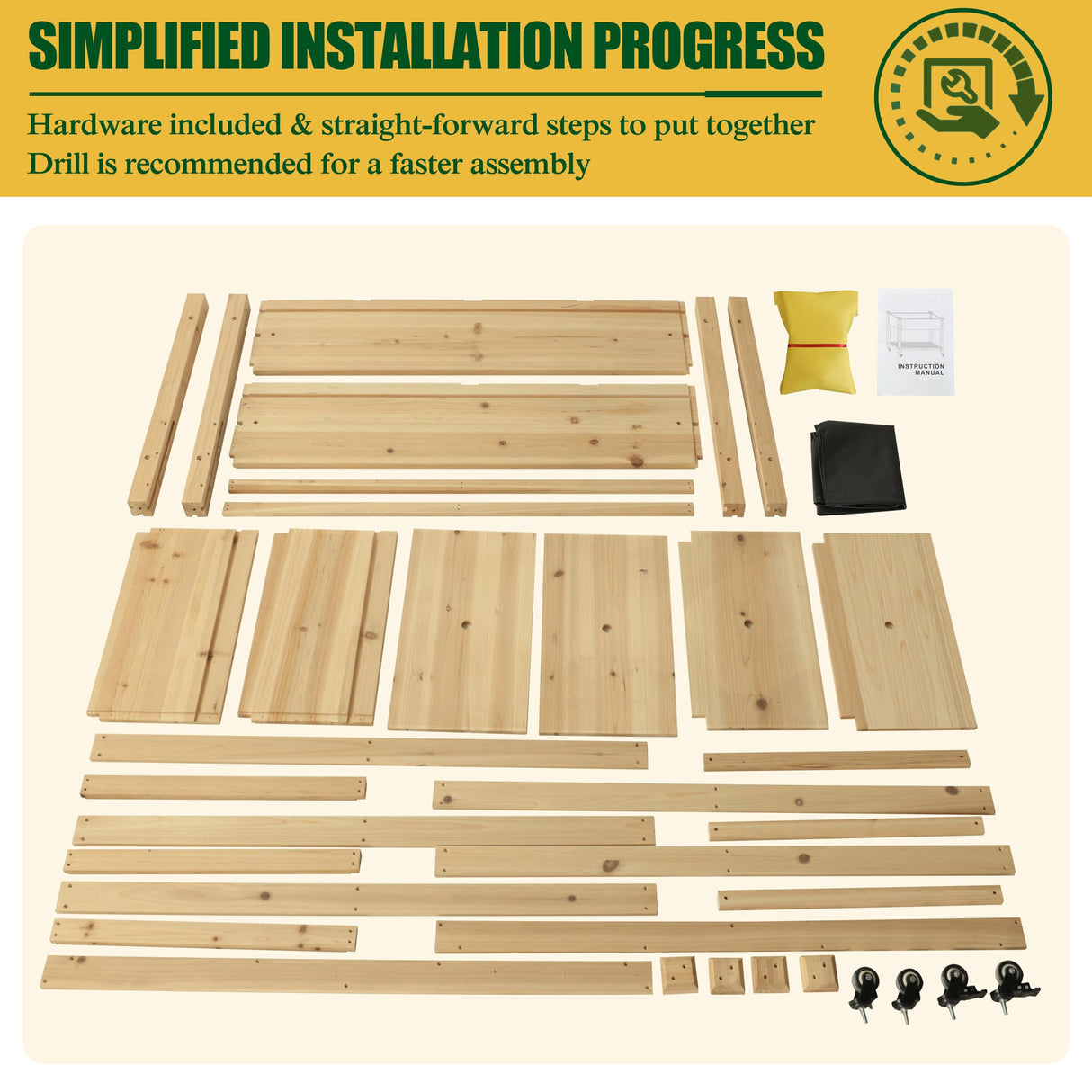 MUPATER Raised Garden Bed Planter Box with Four Wheels and Legs for Herbs and Vegetables, Elevated Garden Bed with Drainage Holes for Outdoor Indoor, Natural Wood MUPATER
