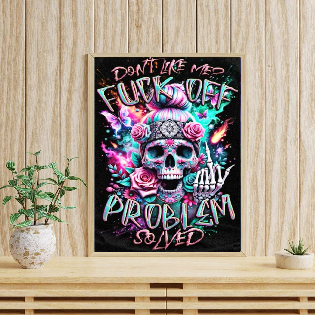 mrpwnle Skull Diamond Art Kits for Adults, Don't Like Me Skull Diamond Painting Kits for Adults Beginners, 5D DIY Full Drill Round Gem Art Crafts Paintings for Home Wall Decor 12 x16Inch mrpwnle