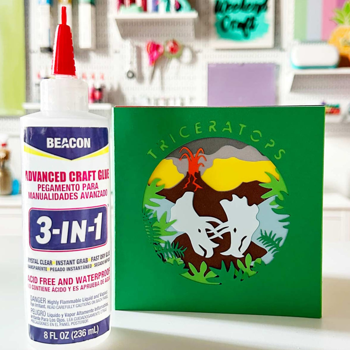 BEACON 3-in-1 Advanced Craft Glue - Fast-Drying, Crystal Clear Adhesive for Wood, Ceramics, Fabrics, and More, 8-Ounce Beacon